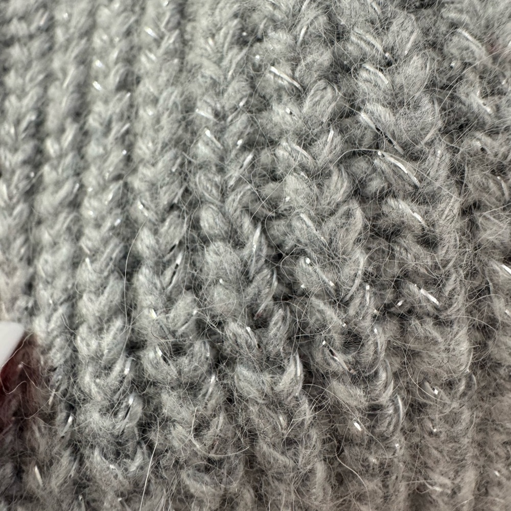 Cyrillus Light Gray and Metallic Thread Cardigan - Picture 7 of 8
